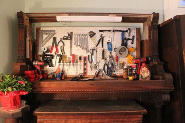 old-piano-garage-tools