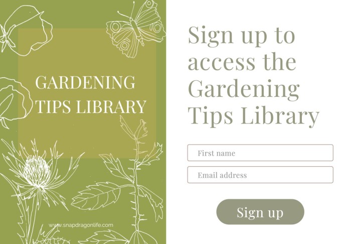 sign up to gardening tips library