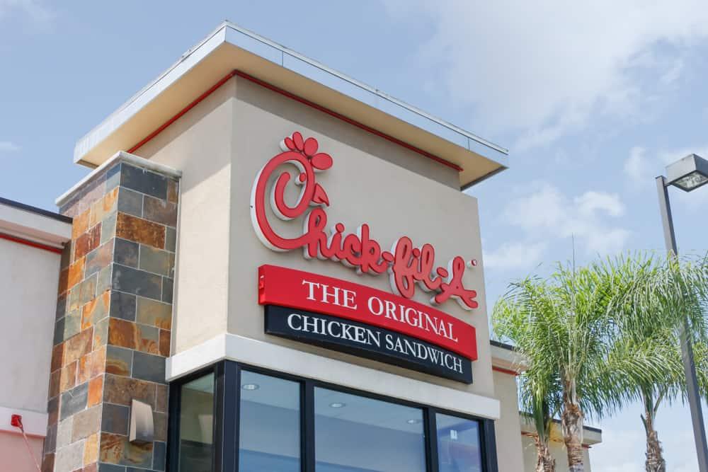 store front sign for the fast food chicken sandwich chain known as Chick-Fil-A
