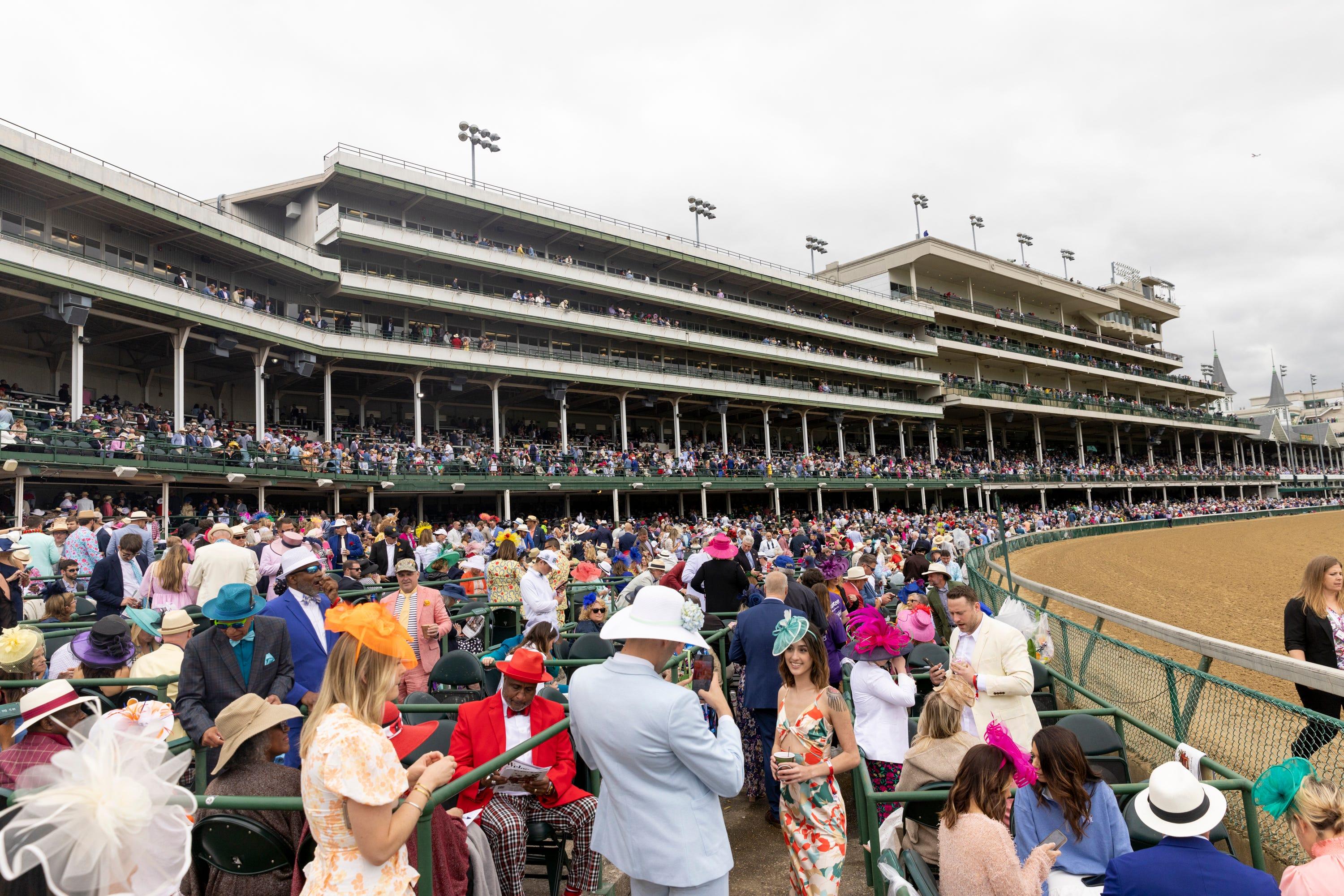 Crowds fill the Churchill Downs grandstands for Derby Day.