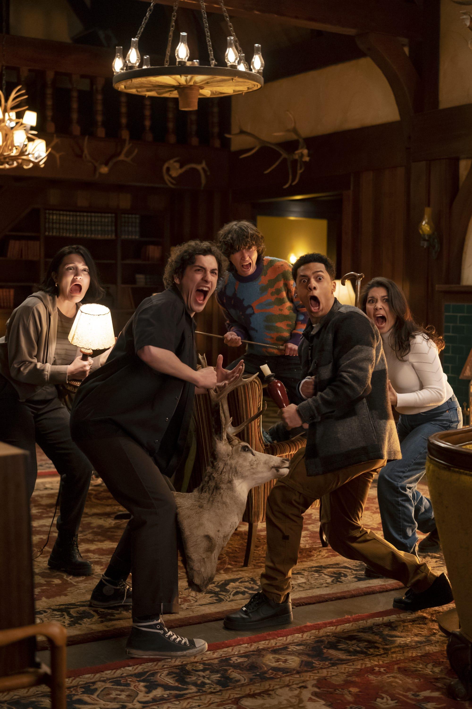 Zack Morris, Ana Yi Puig, Miles McKenna, Will Price and Isa Briones in a still from Disney+