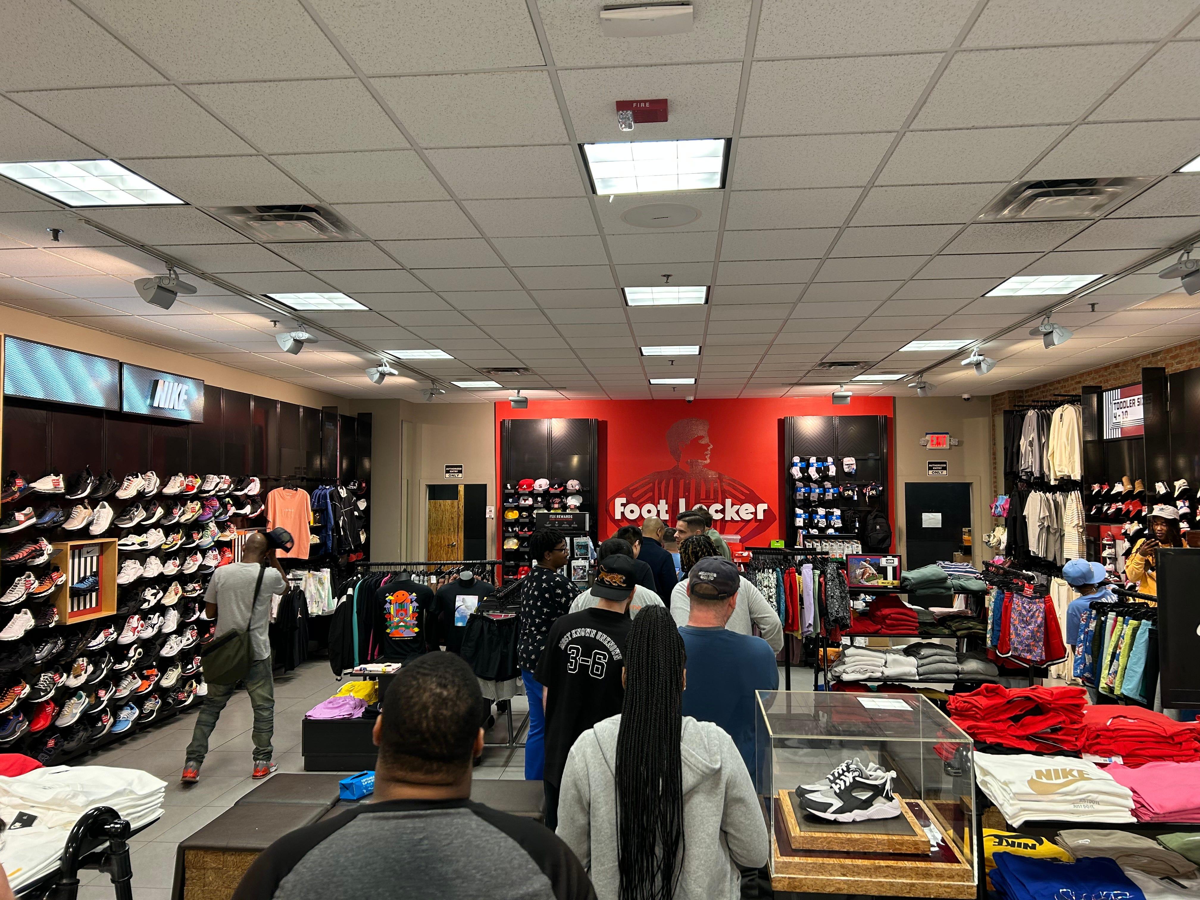 Customers line up at the Foot Locker inside Oak Court Mall to purchase a pair of Ja Morant