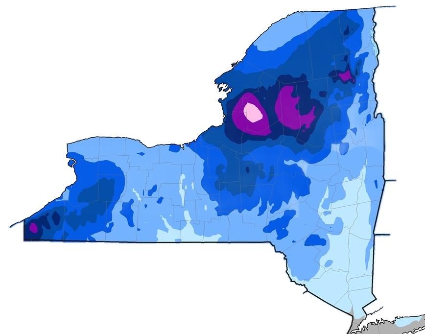 New York annual snow totals map