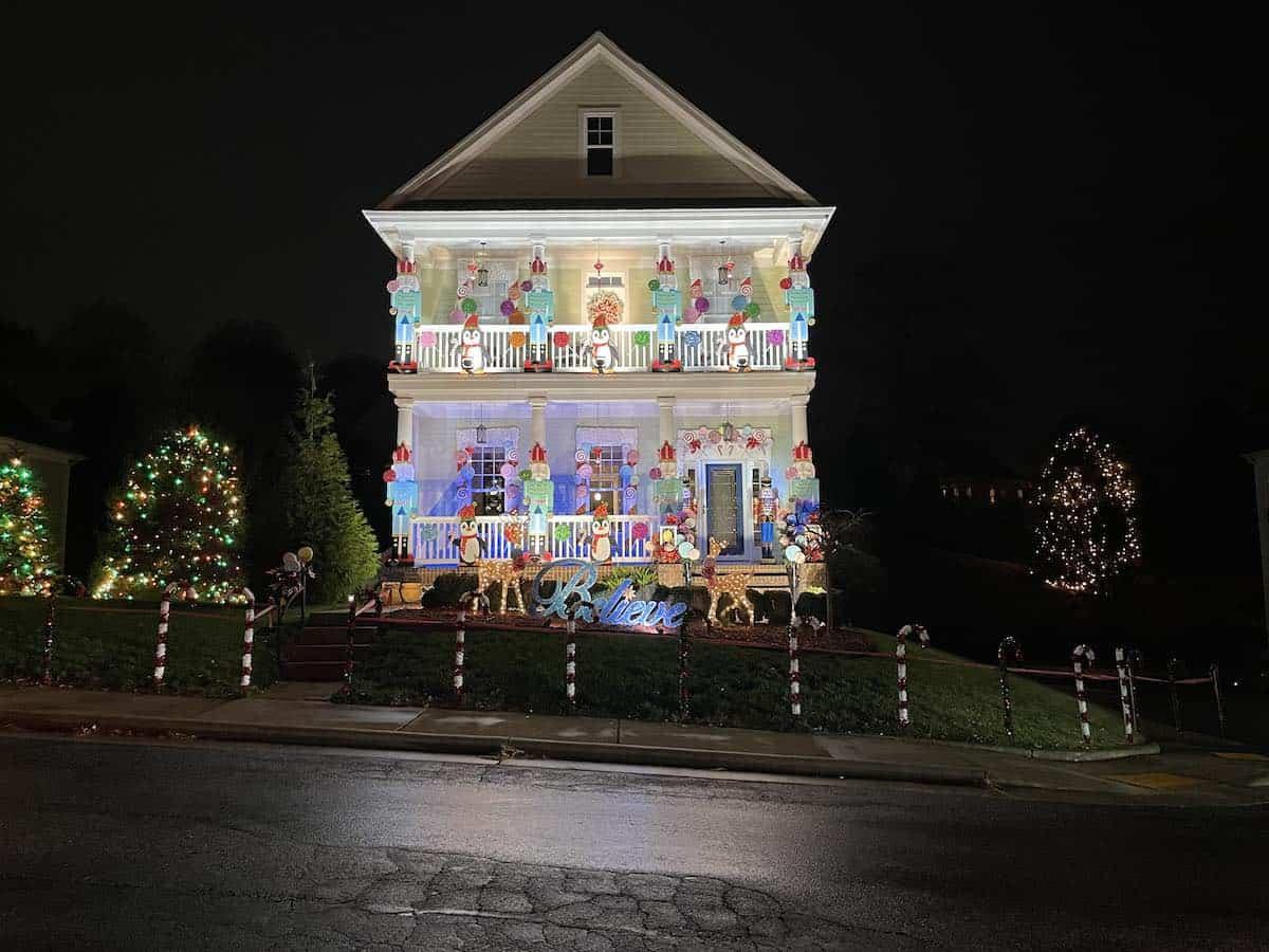 House decorated for Chistmas in McAdenville, NC