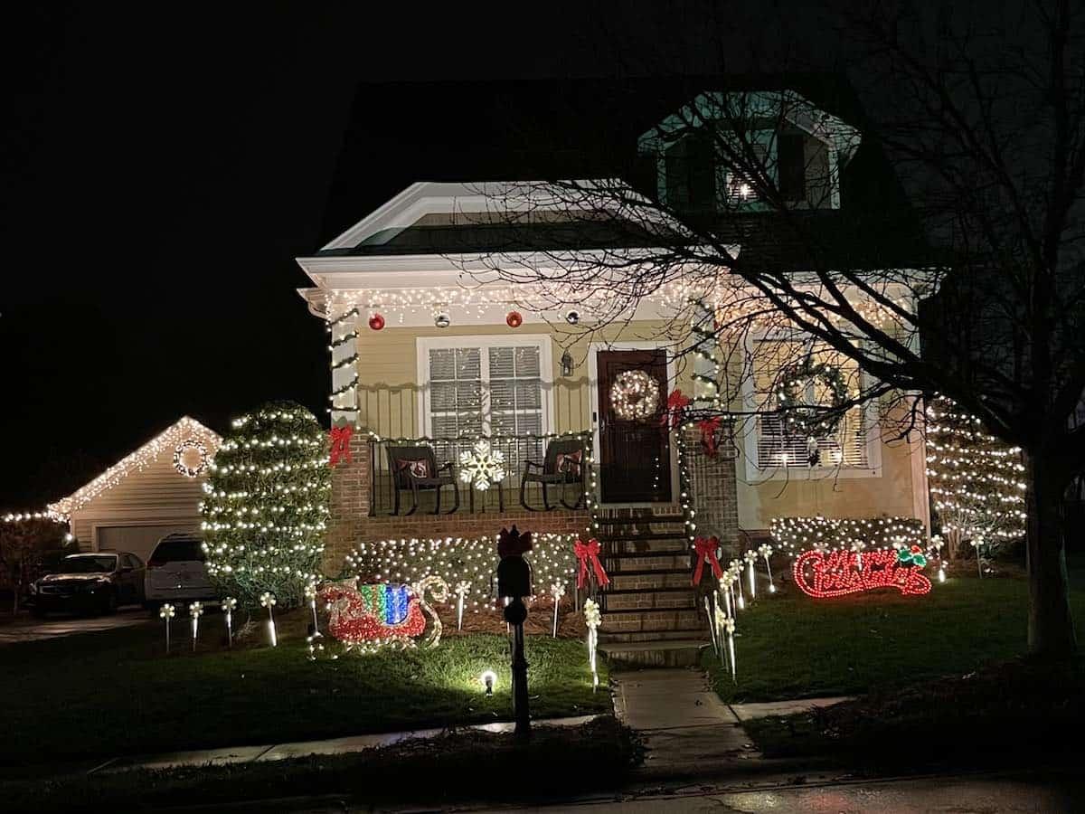 house decorated for Christmas