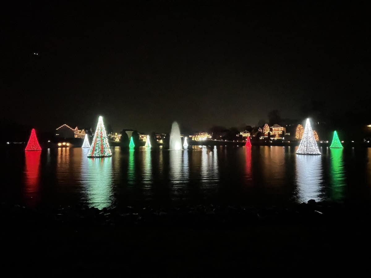 Christmas trees on the lake at McAdenville, NC