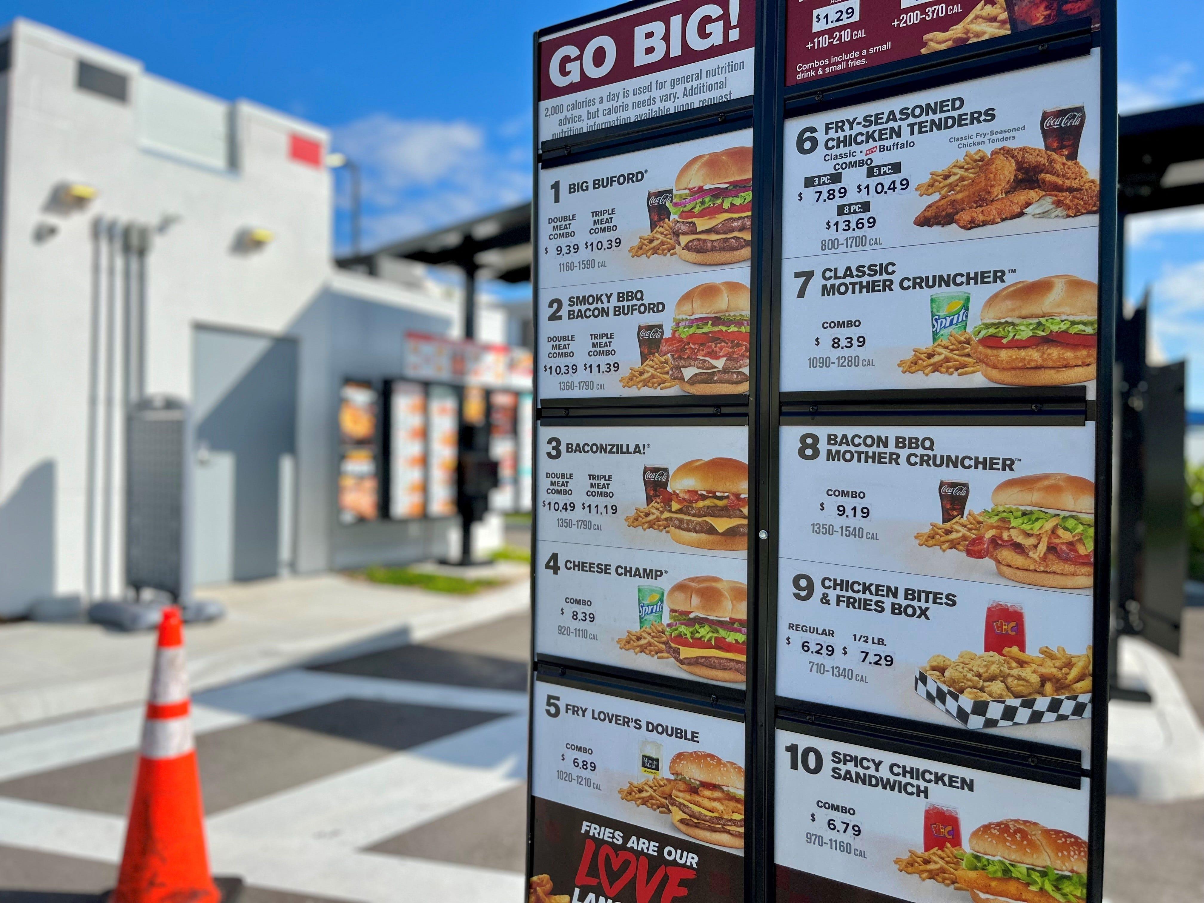 Burgers and fries are the most popular items on the menu at Checkers.