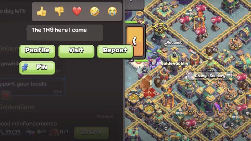 Clash of Clans February update showcases new chat feature interface