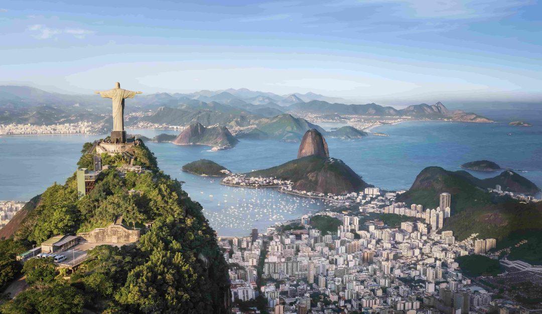 Aerial-view-of-christ-the-redeemer-statue-off-Guanabara-Bay-in-Rio-de-Janeiro-brazil
