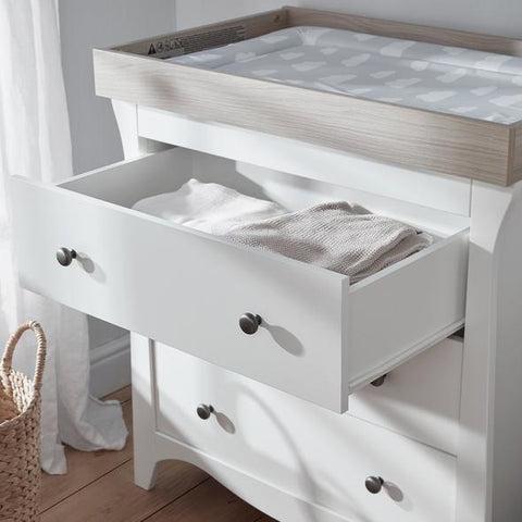 baby changing table with removable changer and 3 large drawers for storage
