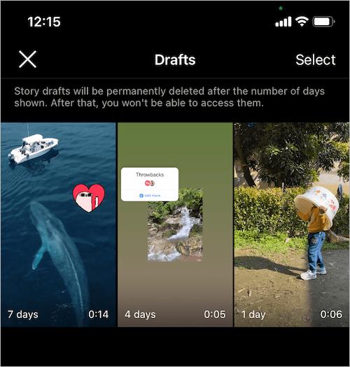 How to find story drafts on Instagram