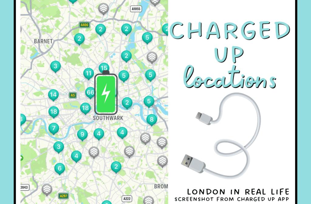 charged up locations: where can I charge my phone in london? Map of all the central london Charged Up charging station locations