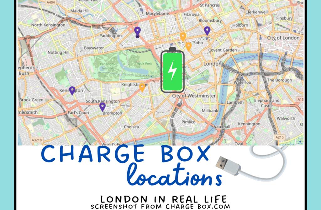 where can i charge my phone in london? charge box location map