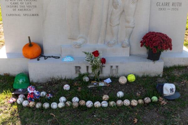 The grave of Babe Ruth in Gates of Heaven Cemetery in Westchester County, New York