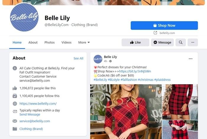 Bellelily has a popular Facebook page with more than 1 million likes