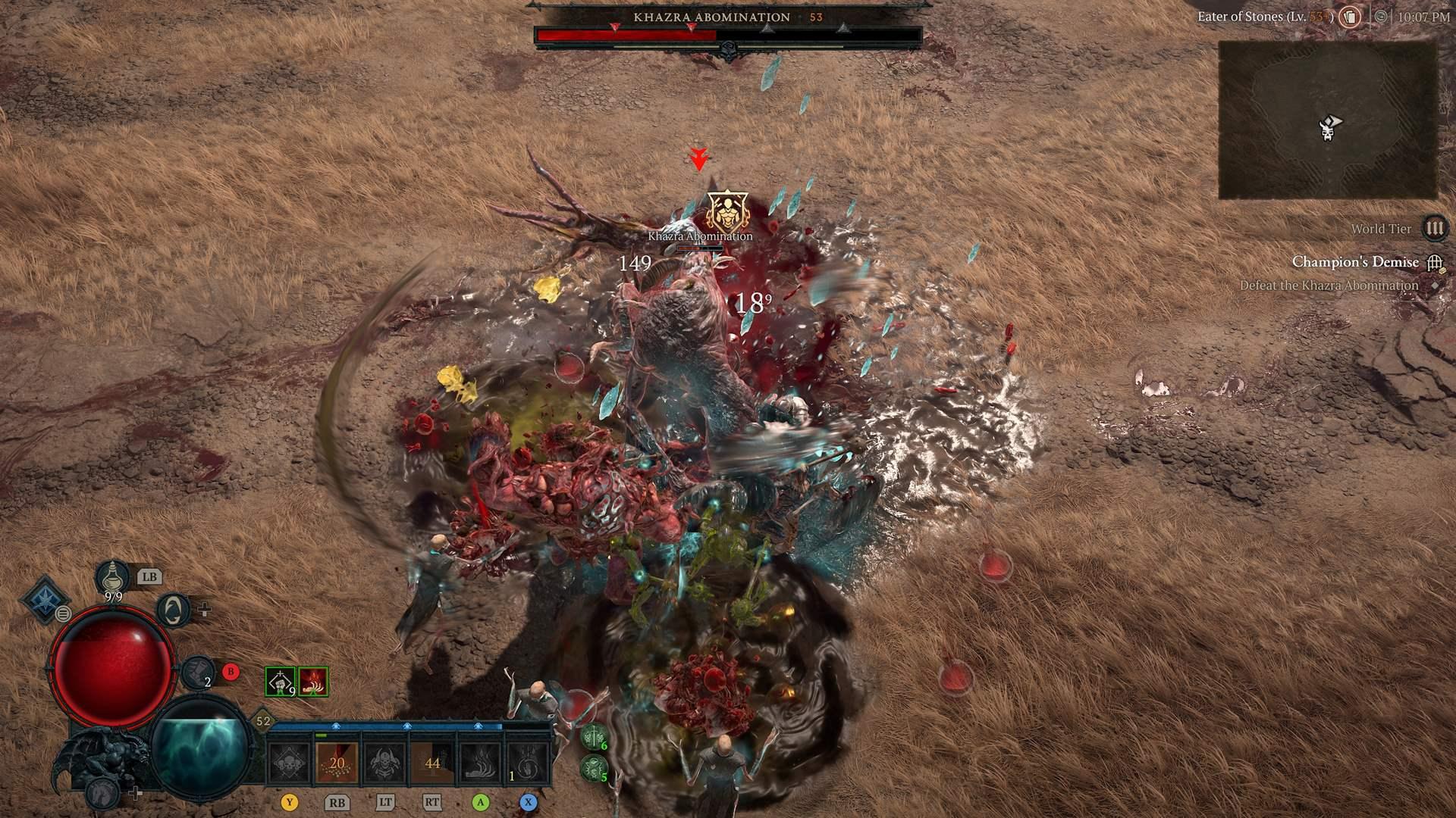 Screenshot of a battle breaking out in Diablo 4.