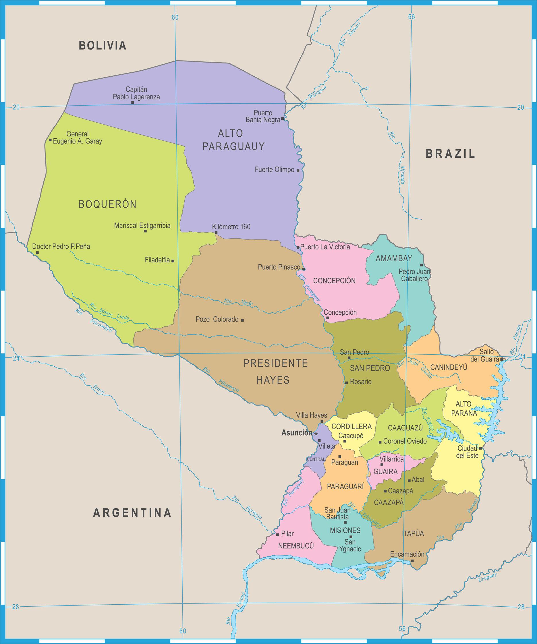 paraguay on map of south america