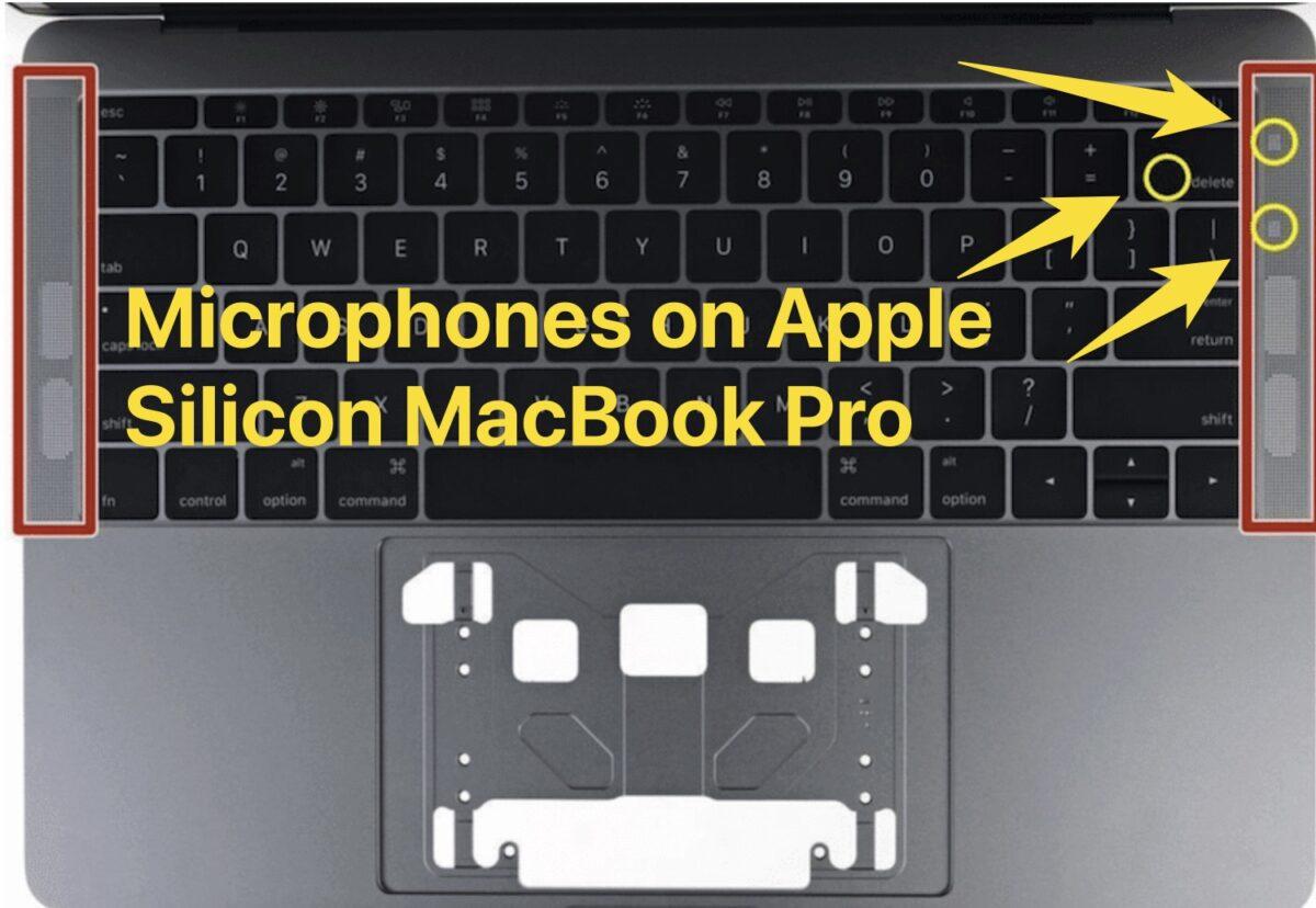 where is the microphone on macbook pro 2017 or older