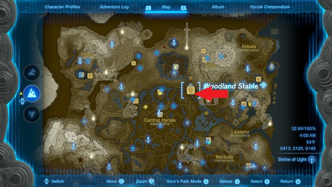 Woodland Stable location & directions Tears of the Kingdom (Totk)