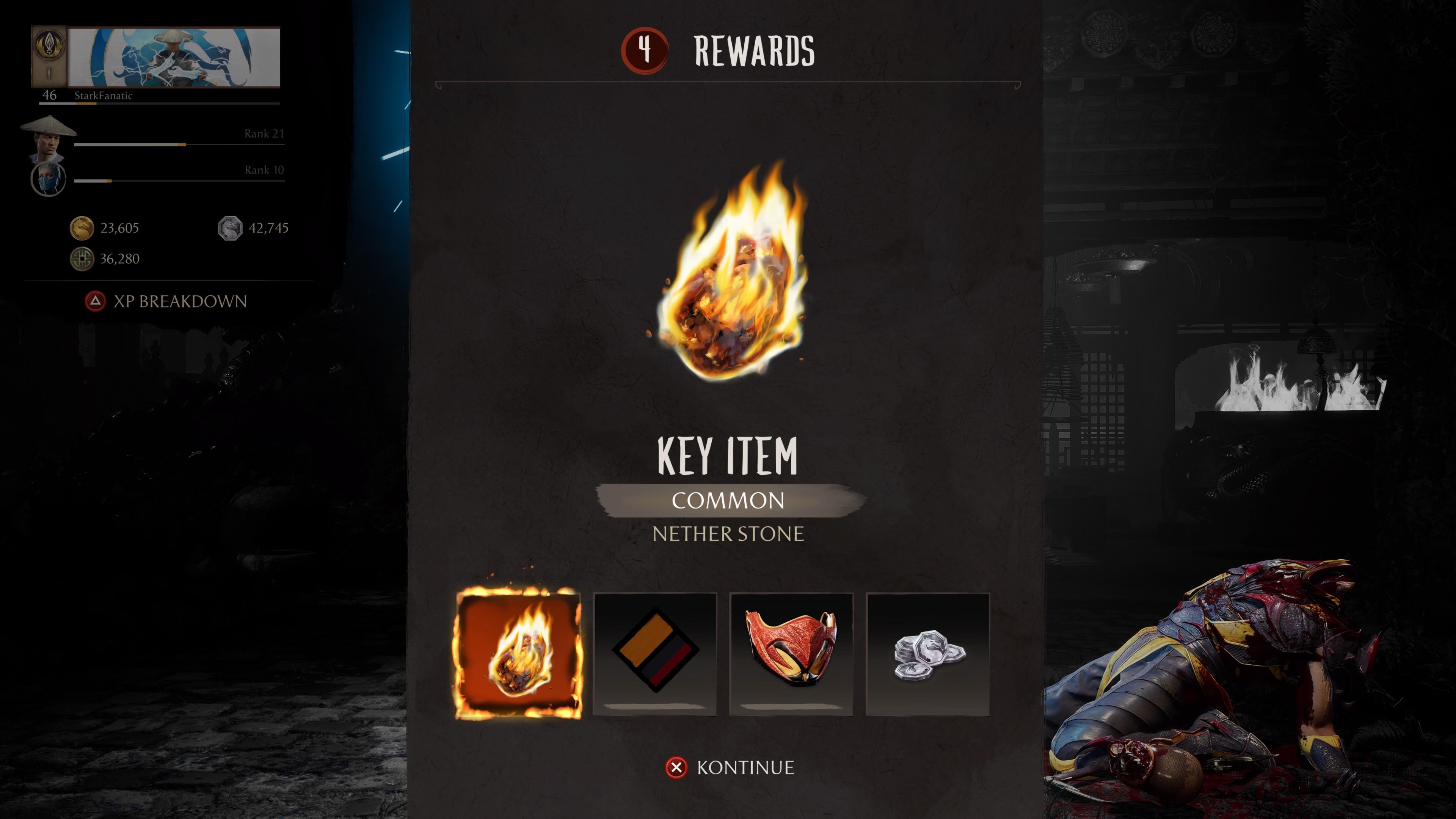 The player picks up the Nether Stone key item in Mortal Kombat 1