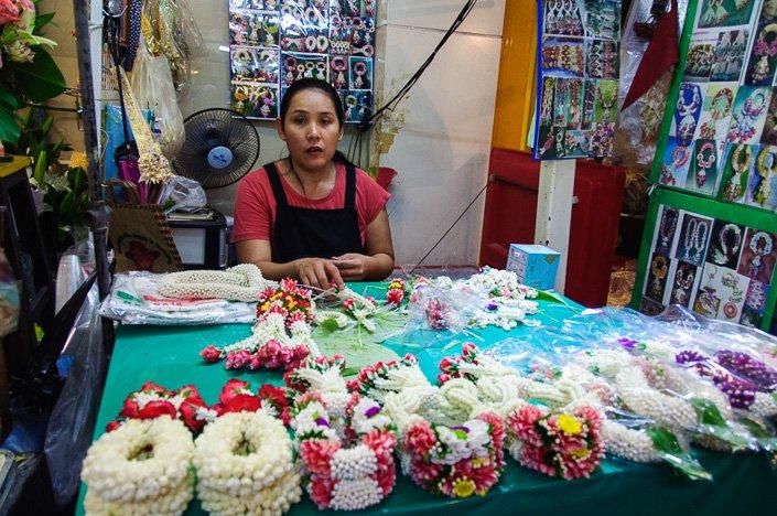 Jasmine garlands at Bangkok Flower Market