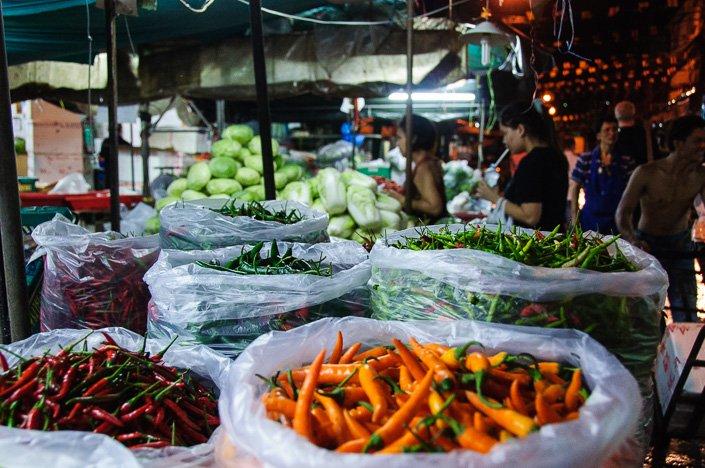 Tons of chilli at Bangkok Flower Market