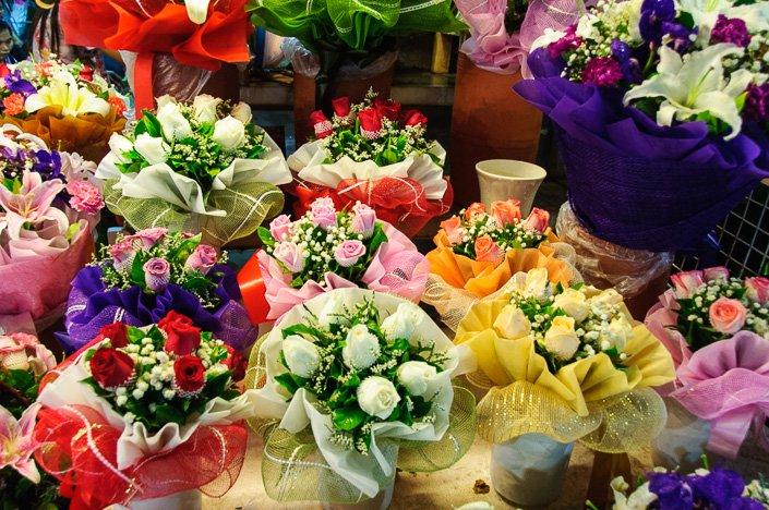 Beautiful flower bouquets at Bangkok Flower Market