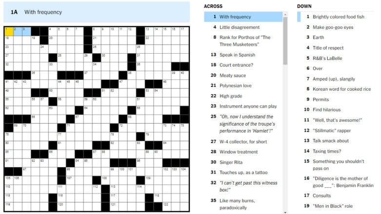 NYT Crossword (Main Grid)