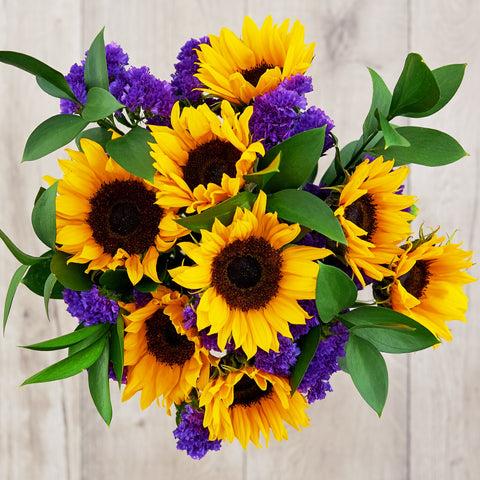 sunflower and iris bouquet friendship flowers