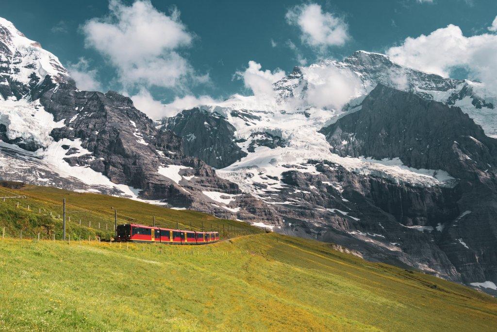 Train going up to the Jungfraujoch