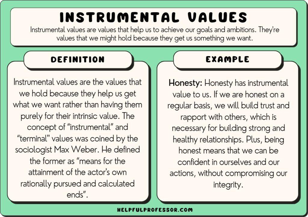 instrumental values example and definition, explained below