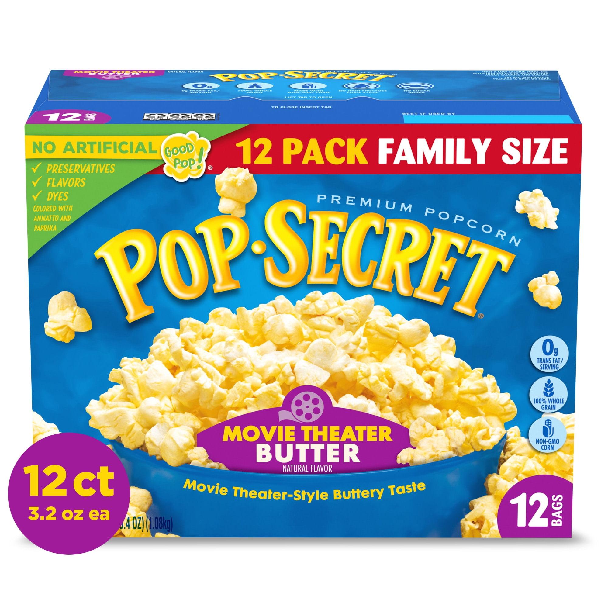 Pop Secret Microwave Popcorn, Movie Theater Butter, Flavor, 3 Oz Sharing Bags, 12 Ct