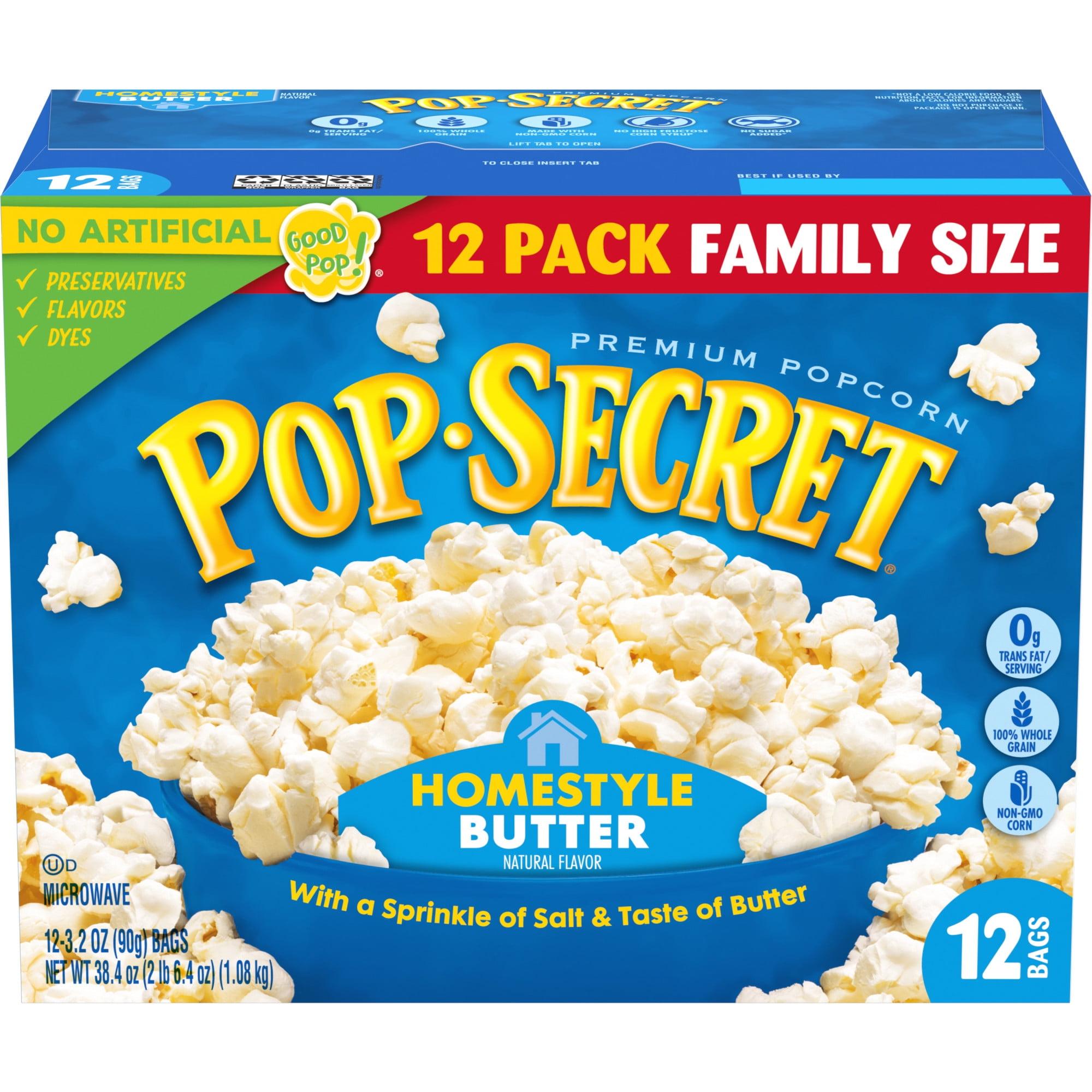 Pop Secret Microwave Popcorn, Homestyle Butter Flavor, 3.2 Oz Sharing Bags, 12 Ct