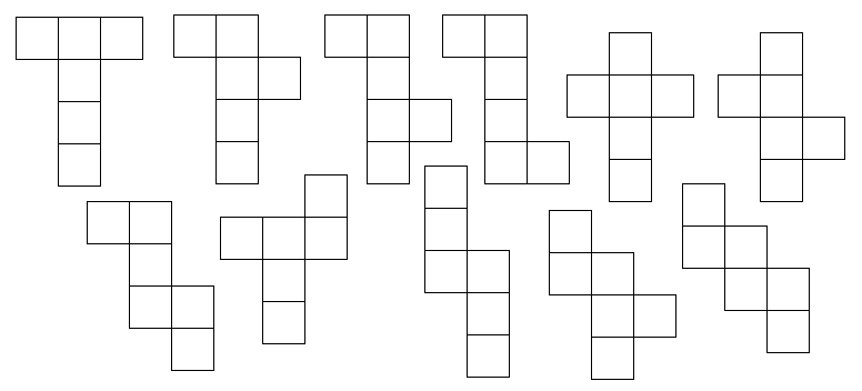 All possible nets of a cube