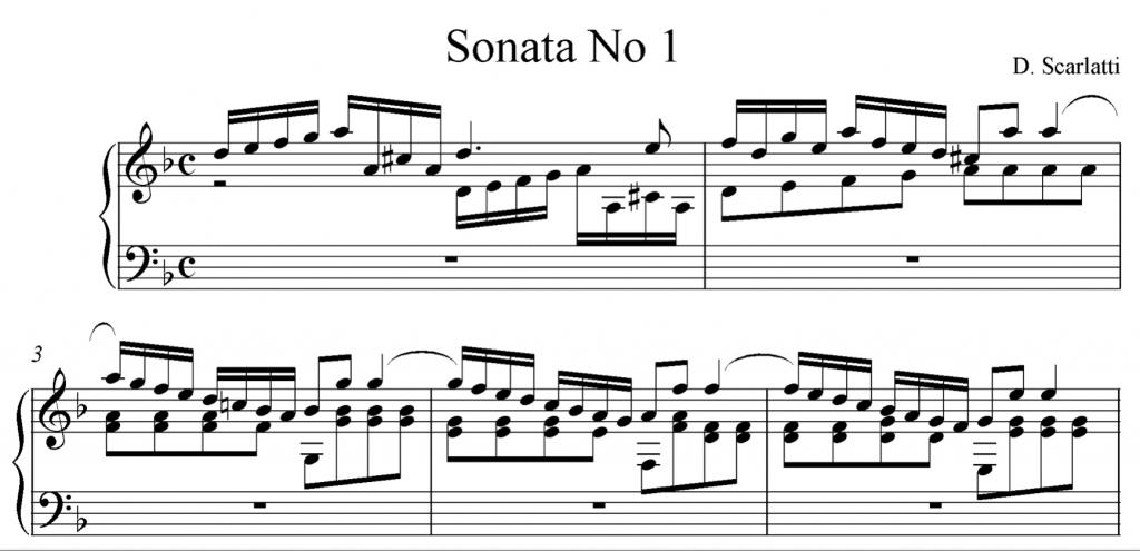 An image of the four part chorale BMV 269 showing homophonic texture in music.