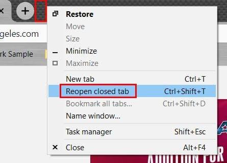 Reopen closed tab Chrome