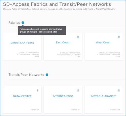 Fabric Domains - Cisco DNA Center UI