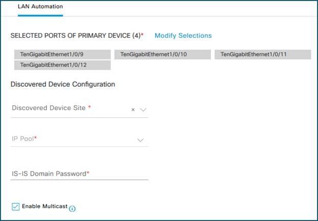 Enable Multicast LAN Automation - Cisco DNA Center UI