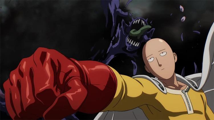 Saitama from One Punch Man anime screenshot