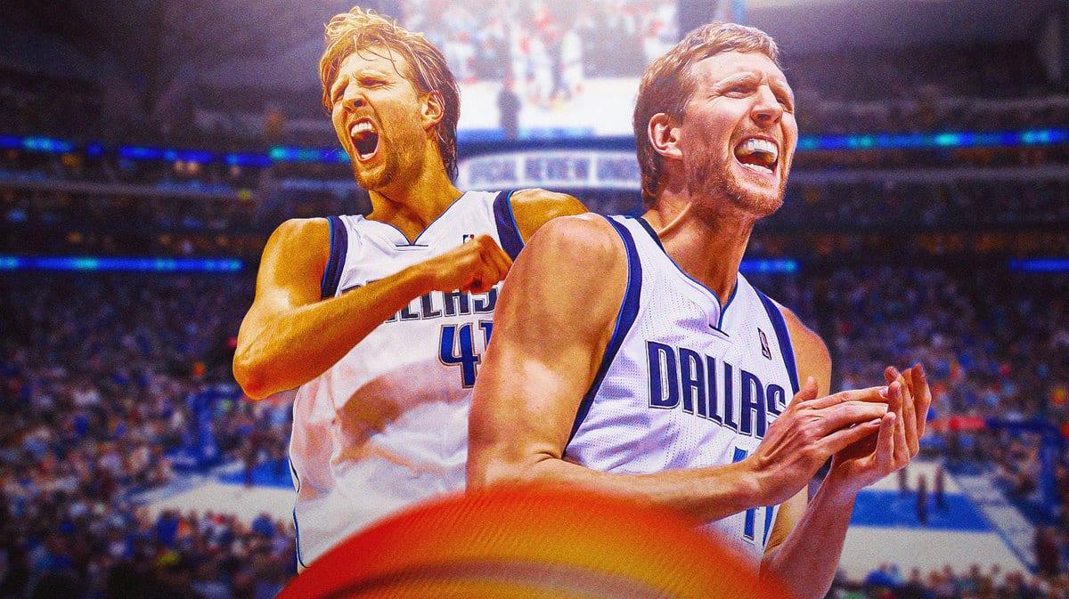 Dirk Nowitzki looking mad.