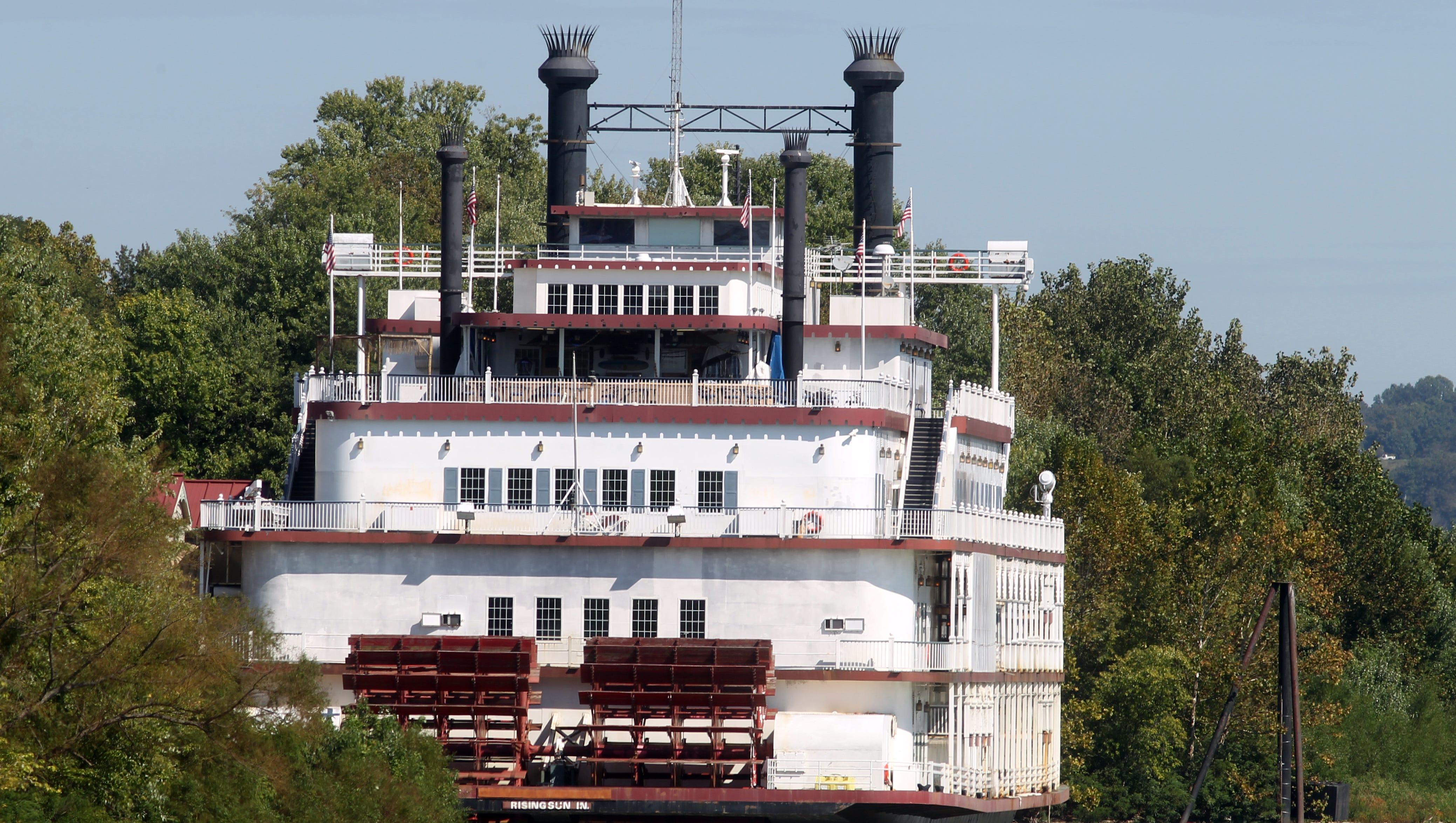 Rising Star casino boat moored on the Ohio River at Rising Sun, In.