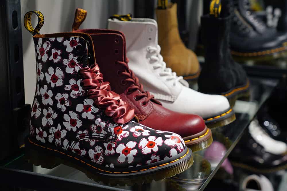 Shoes inside a Dr. Martens shoe store in New York City
