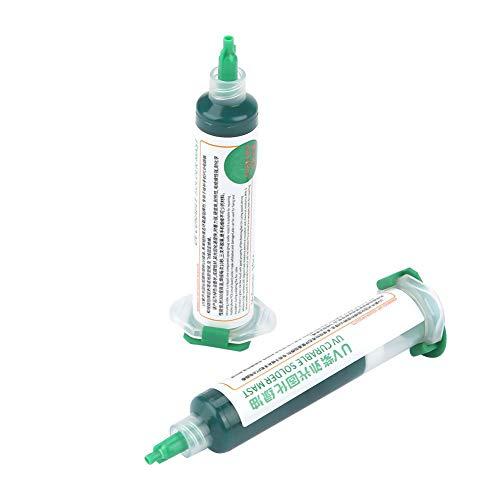 753 2 Pcs PCB UV Curing Solder Mask Ink, UV Curable Solder Mask Soldering PCB BGA Repair Green Paint, PCB Solder Resist Ink