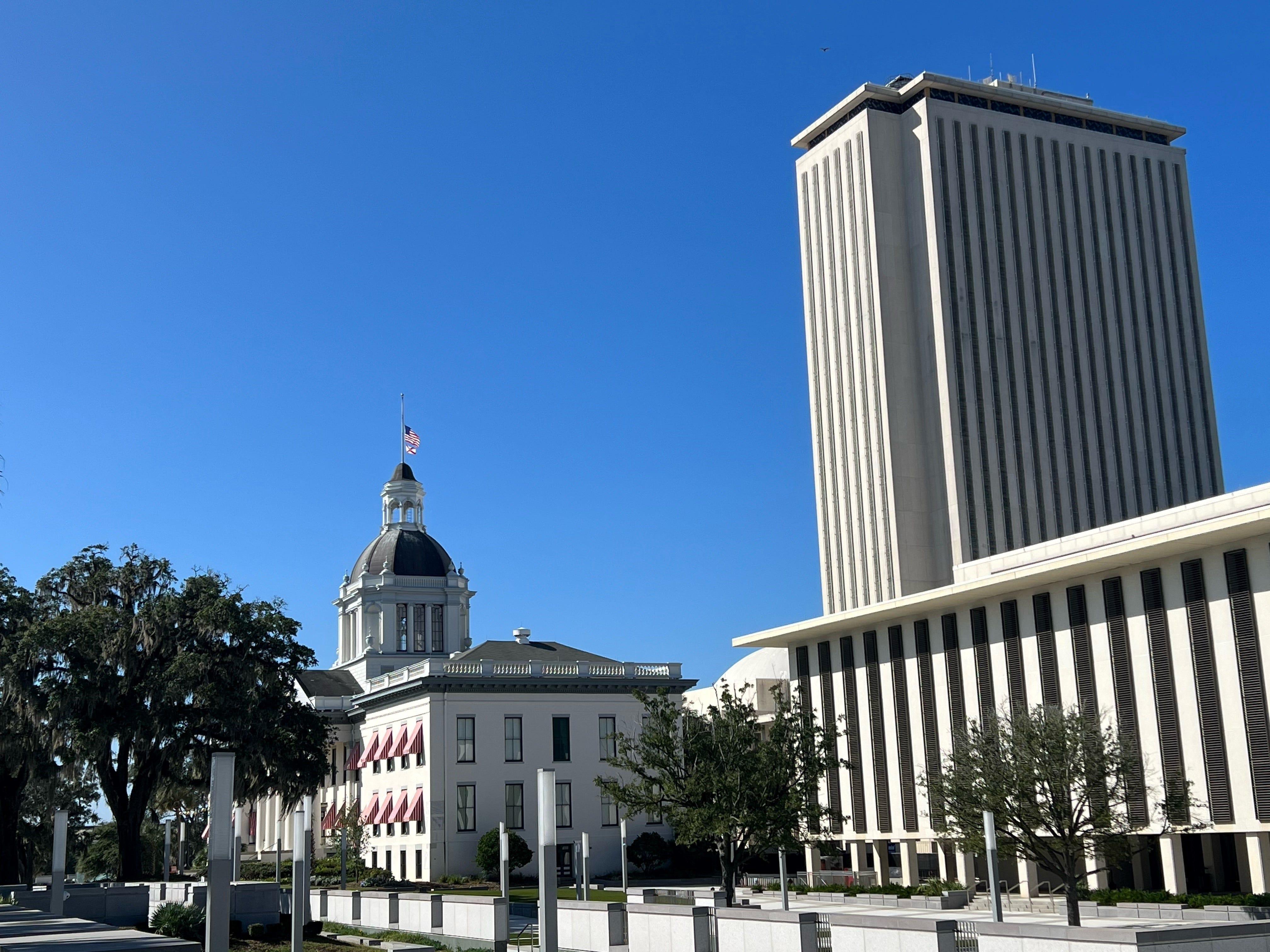 Flags were flying at half-staff at the Florida Capitol Oct. 2, 2023.