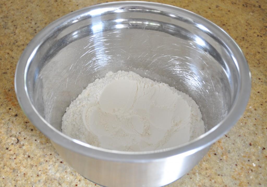 Mixing the ingredients together for homemade watercrackers