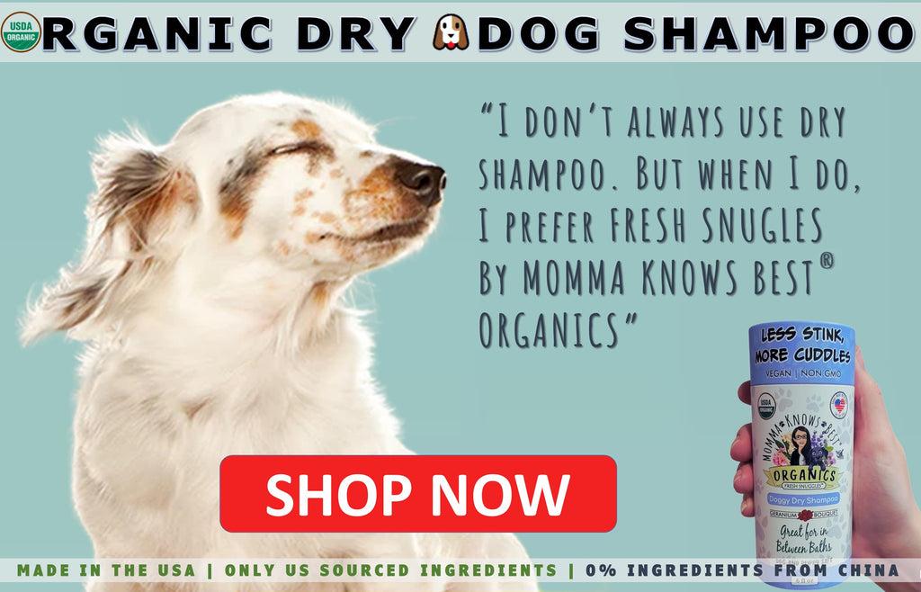 Organic Dry dog shampoo by Momma Knows Best