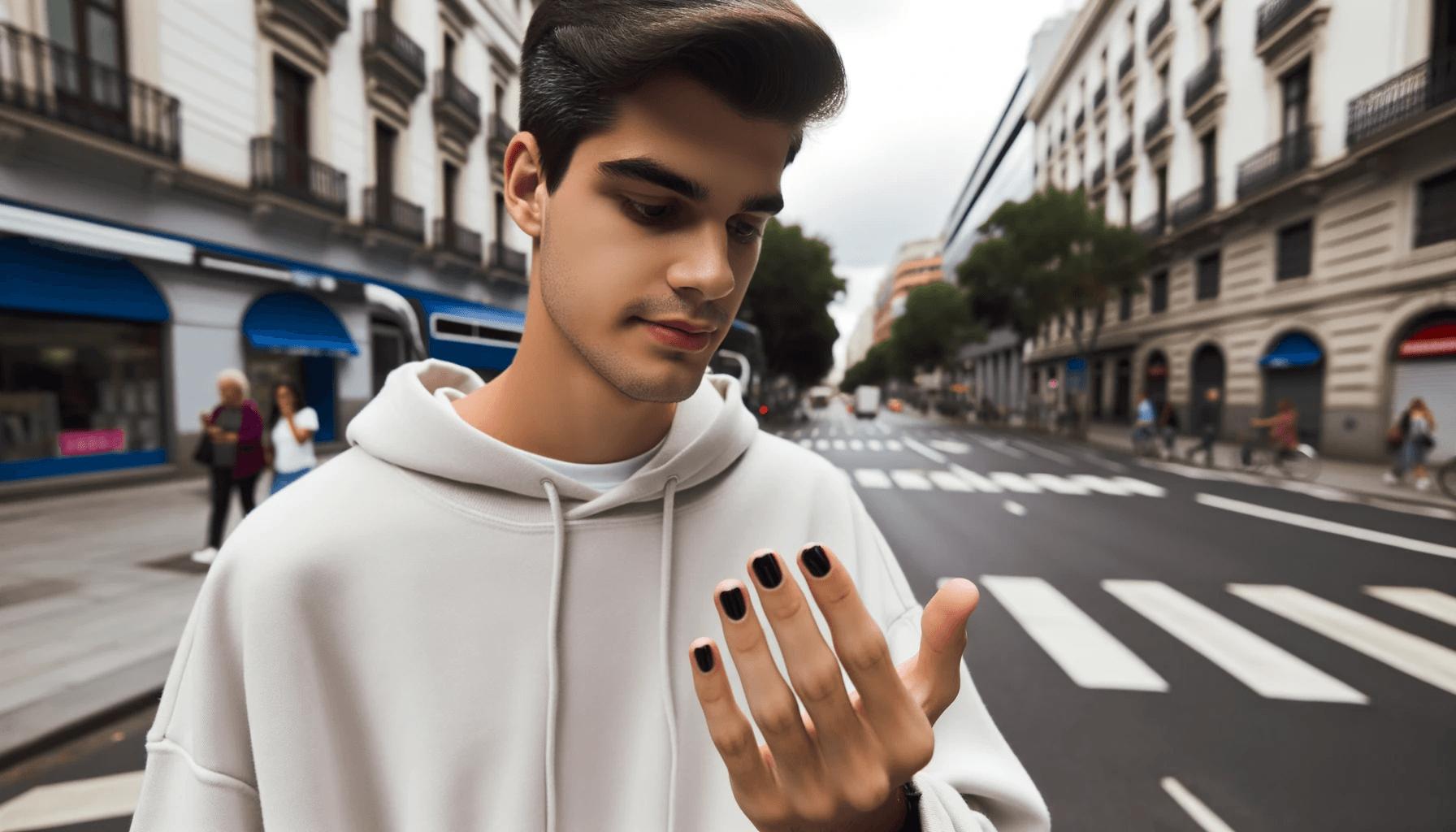 Guy with painted black nails