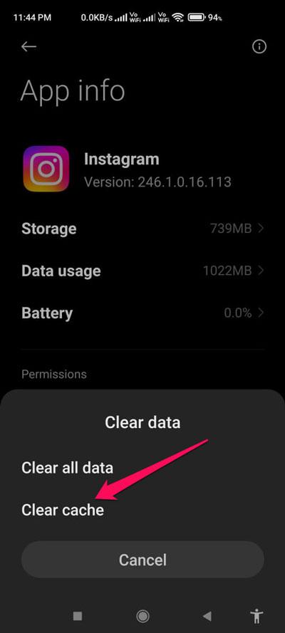 Clear Instagram Cache