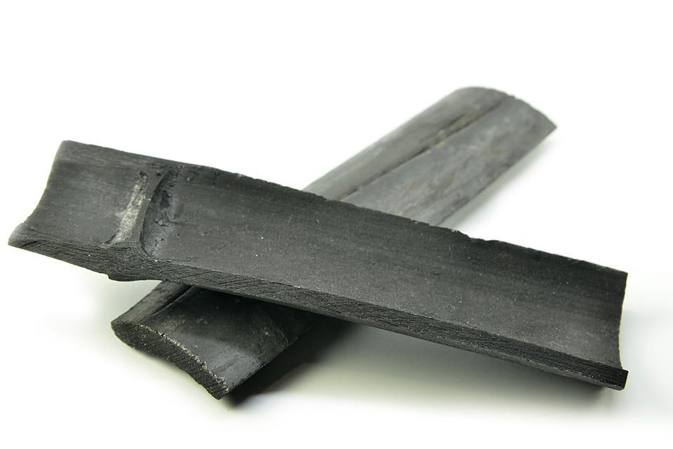 Pieces of raw bamboo charcoal