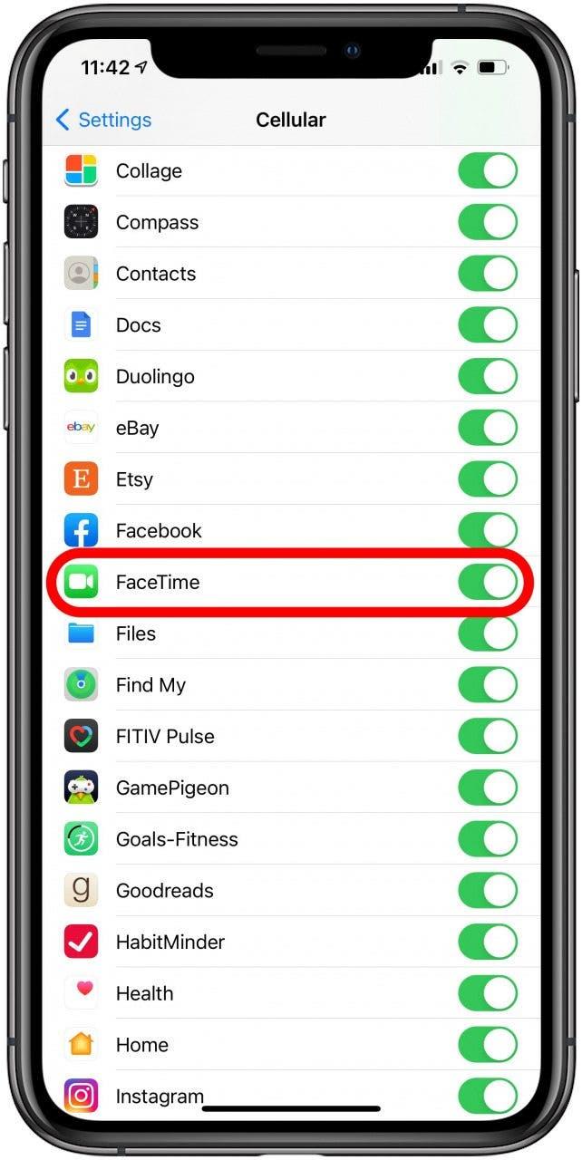 Tap FaceTime in your iPhone settings